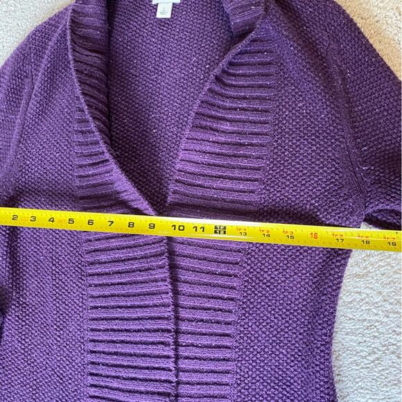 LL Bean Sweater Womens Small Purple Heathered Vintage Knit Long Cardigan Casual - Picture 7 of 11